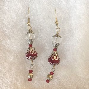 Red and white earrings